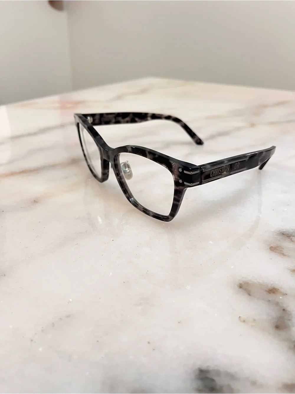 Dior Gray Tortoiseshell Square Optical Glasses
